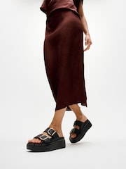 FitFlop Black Gen-FF Max Buckle Tumbled Leather Two Bar Slides - Image 1 of 5