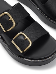 FitFlop Black Gen-FF Max Buckle Tumbled Leather Two Bar Slides - Image 5 of 5