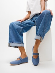 Blau - FitFlop Delicato Wave-Edge Canvas Mary Jane Shoes - Bild 1 von 5