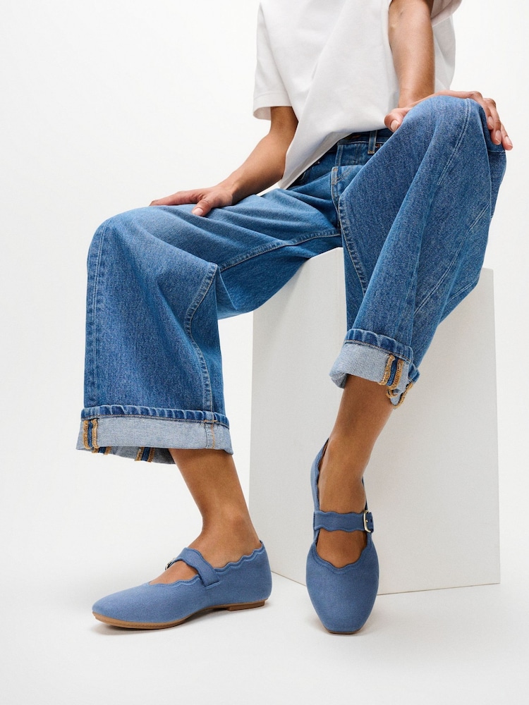 Blau - FitFlop Delicato Wave-Edge Canvas Mary Jane Shoes - Bild 1 von 5