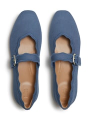 Blau - FitFlop Delicato Wave-Edge Canvas Mary Jane Shoes - Bild 4 von 5