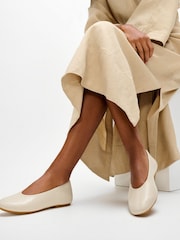 FitFlop Cream Delicato High-Cut Soft-Leather Ballet Flats - Image 1 of 5