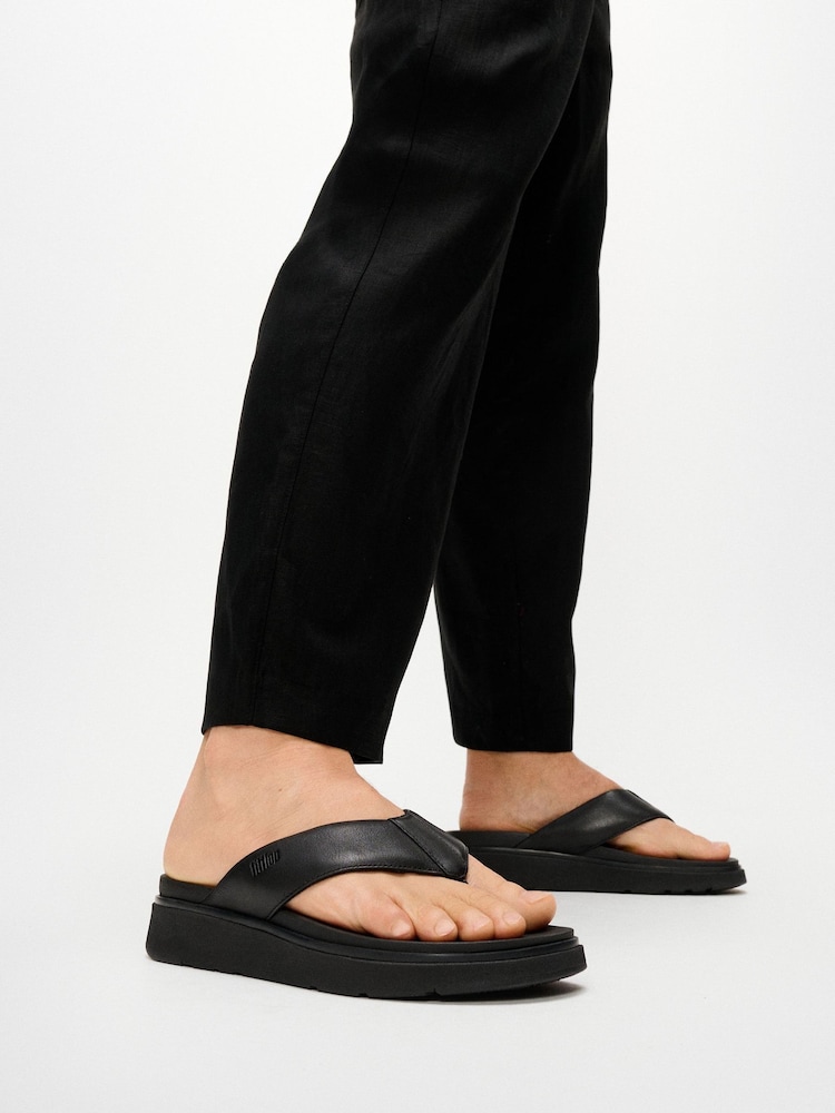 FitFlop Black Gen-FF Leather Flip-Flops - Image 1 of 1 FitFlop Black Gen-FF Leather Flip-Flops - Image 1 of 1