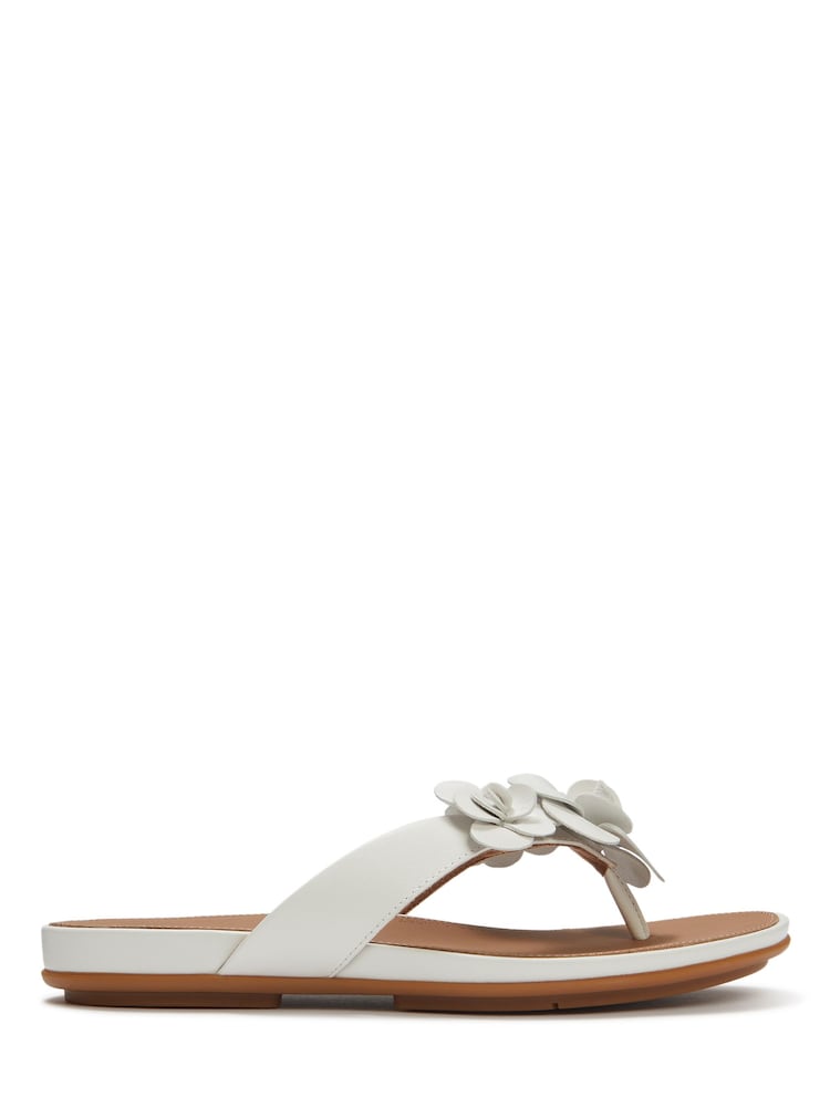 FitFlop White Gracie Flower Leather Flip-Flops - Image 2 of 2