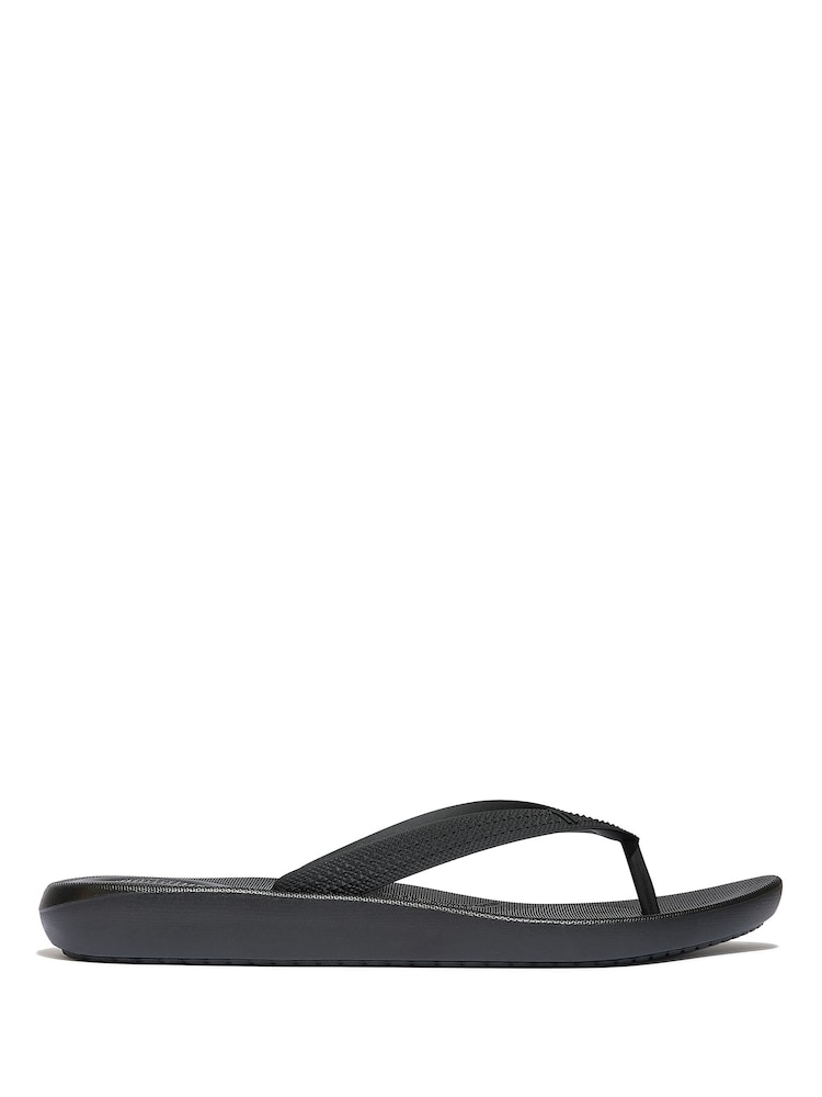Μαύρο - FitFlop Iqushion Textured-Strap Flip Flops - Εικόνα 1 από 4
