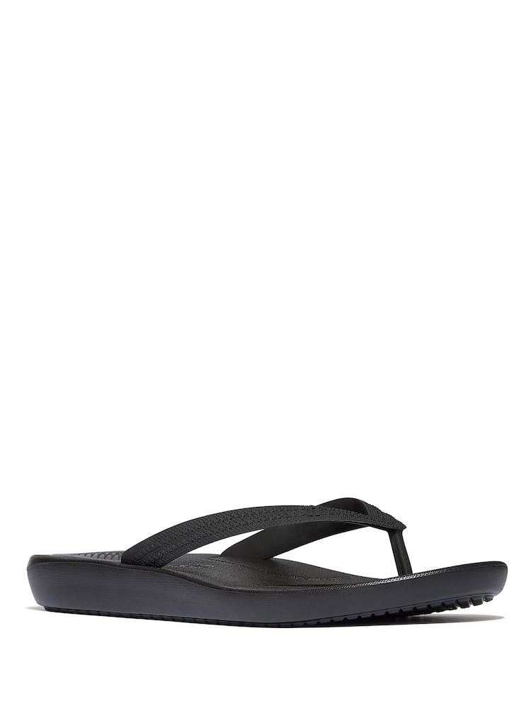 Μαύρο - FitFlop Iqushion Textured-Strap Flip Flops - Εικόνα 2 από 4