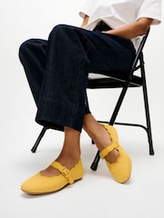 FitFlop Yellow Delicato Wave-Edge Canvas Mary Janes Shoes - Image 1 of 5