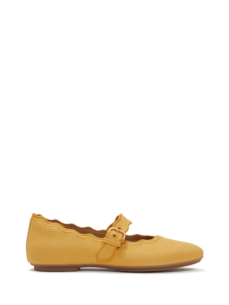 FitFlop Yellow Delicato Wave-Edge Canvas Mary Janes Shoes - Image 2 of 5
