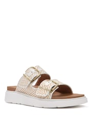 Alb - FitFlop Gen-FF Buckle Graphic Weave Two Bar Slides - Imaginea 3 din 5