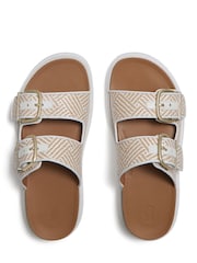 Alb - FitFlop Gen-FF Buckle Graphic Weave Two Bar Slides - Imaginea 4 din 5