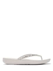 FitFlop White Iqushion Multi-Crystal Ergonomic Flip Flops - Image 2 of 2