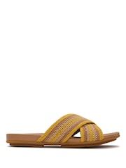 Galben - FitFlop Gracie Stripe-Webbing Cross Slides - Imaginea 1 din 4