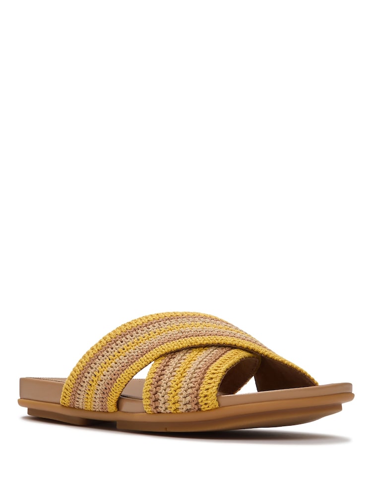 Galben - FitFlop Gracie Stripe-Webbing Cross Slides - Imaginea 2 din 4