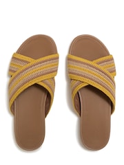 Galben - FitFlop Gracie Stripe-Webbing Cross Slides - Imaginea 3 din 4