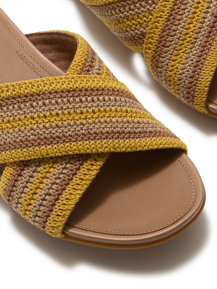 Galben - FitFlop Gracie Stripe-Webbing Cross Slides - Imaginea 4 din 4