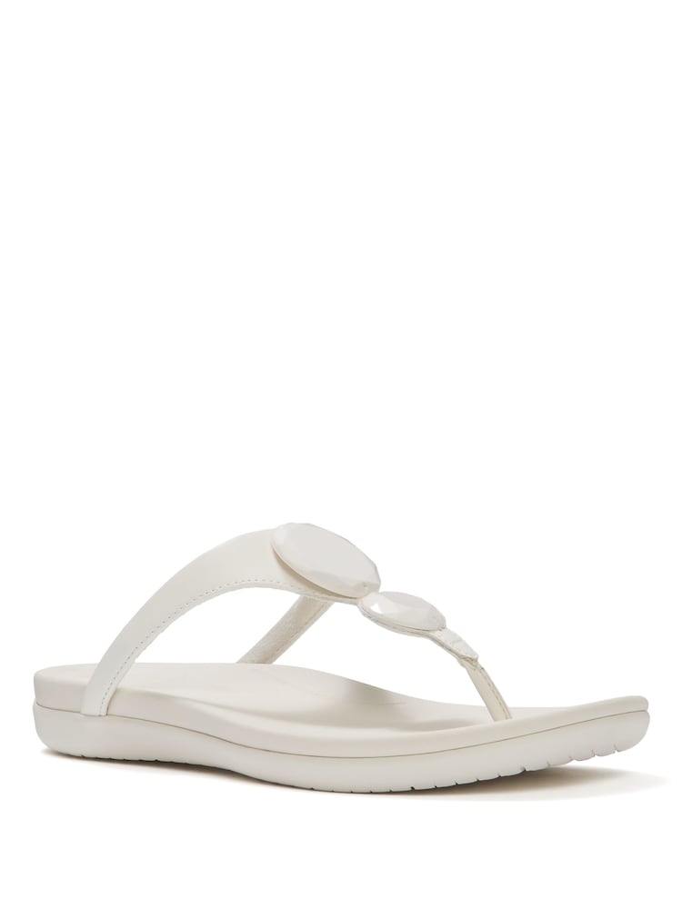 FitFlop Cream Solay Glossy-Disc Toe-Post Sandals - Image 2 of 3