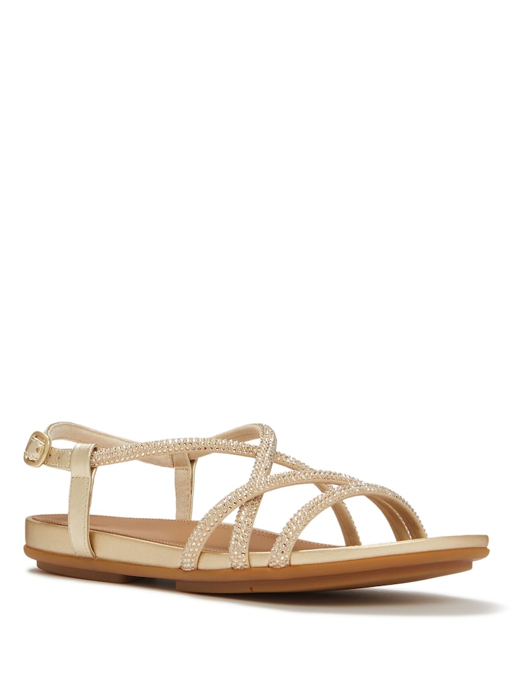 צבע כסף באפקט נוצץ - FitFlop Gracie Crystal Strappy Back Strap Sandals - תמונה 2 מתוך 4