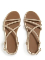 צבע כסף באפקט נוצץ - FitFlop Gracie Crystal Strappy Back Strap Sandals - תמונה 3 מתוך 4