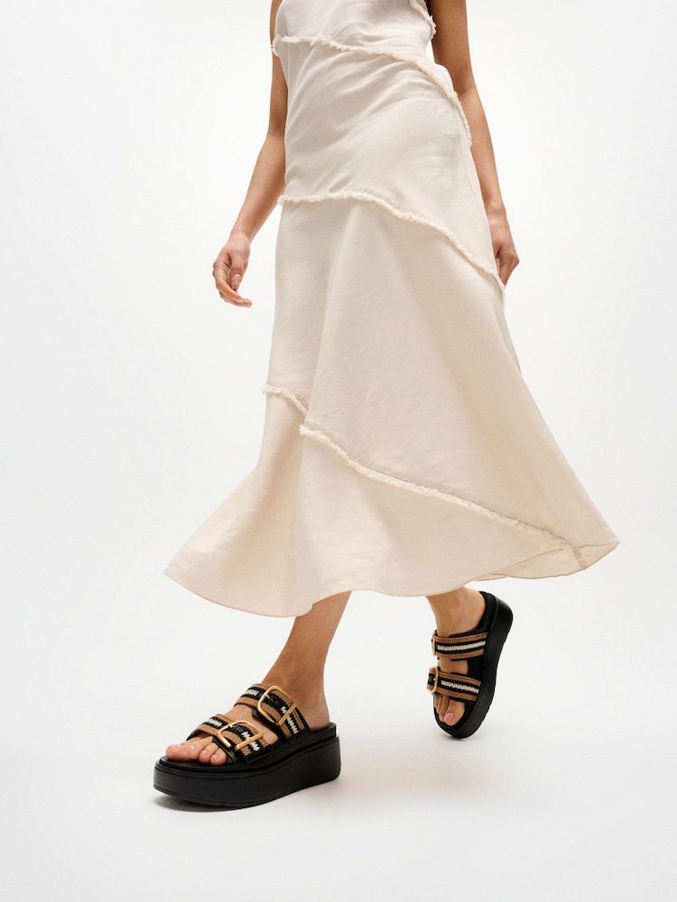 FitFlop Black Gen-FF Max Buckle Stripe Webbing Two Bar Slides - Image 1 of 5