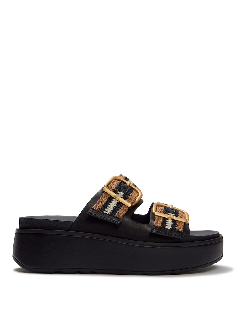 FitFlop Black Gen-FF Max Buckle Stripe Webbing Two Bar Slides - Image 2 of 5