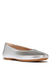 FitFlop Silver Delicato High-Cut Soft-Leather Ballet Flats - Image 3 of 6