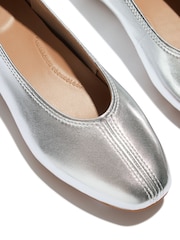 FitFlop Silver Delicato High-Cut Soft-Leather Ballet Flats - Image 5 of 6
