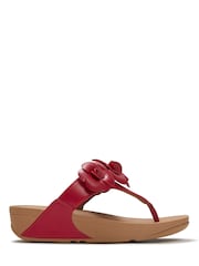 FitFlop Red Lulu Flower Toe-Post Sandals - Image 3 of 6
