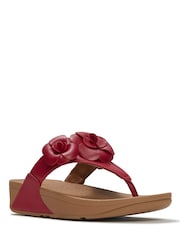 FitFlop Red Lulu Flower Toe-Post Sandals - Image 4 of 6
