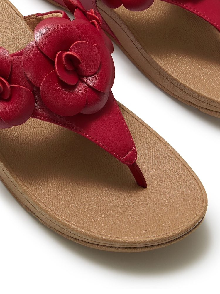 FitFlop Red Lulu Flower Toe-Post Sandals - Image 6 of 6