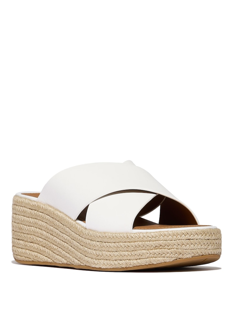 FitFlop White Platfforms Espadrille Leather Wedge Cross Slides - Image 2 of 4