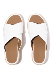 FitFlop White Platfforms Espadrille Leather Wedge Cross Slides - Image 3 of 4