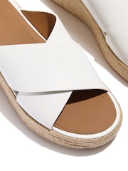 FitFlop White Platfforms Espadrille Leather Wedge Cross Slides - Image 4 of 4