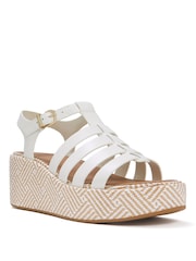 FitFlop White Platfforms Graphic Weave Leather Fisherman Sandals - Image 2 of 4