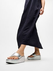 FitFlop Silver Platfforms Wedge Toe-Post Sandals - Image 1 of 5