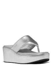 FitFlop Silver Platfforms Wedge Toe-Post Sandals - Image 3 of 5