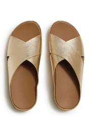 FitFlop Silver Lulu Lux Graphic Weave Leather Cross Slides - Image 2 of 3