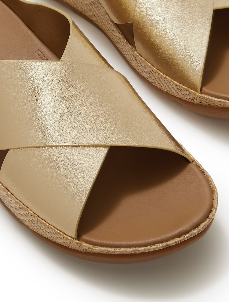 FitFlop Silver Lulu Lux Graphic Weave Leather Cross Slides - Image 3 of 3 FitFlop Silver Lulu Lux Graphic Weave Leather Cross Slides - Image 3 of 3