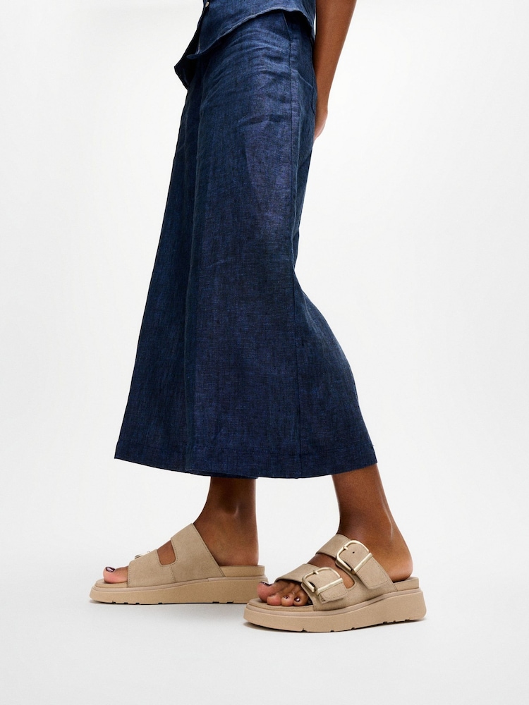 FitFlop Brown Gen-FF Buckle Two Bar Suede Slides - Image 1 of 5