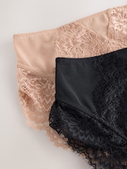 Black/Nude Tummy Control Lace Shaping Knickers 2 Pack - Image 7 of 8