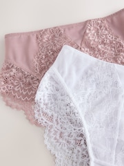 Blush/White Tummy Control Lace Shaping Knickers 2 Pack - Image 7 of 8