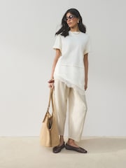 Schokoladenbraun/Neutral - Textured Barrel Leg Trousers With Linen 2 Pack - Bild 2 von 9