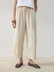 Schokoladenbraun/Neutral - Textured Barrel Leg Trousers With Linen 2 Pack - Bild 3 von 9