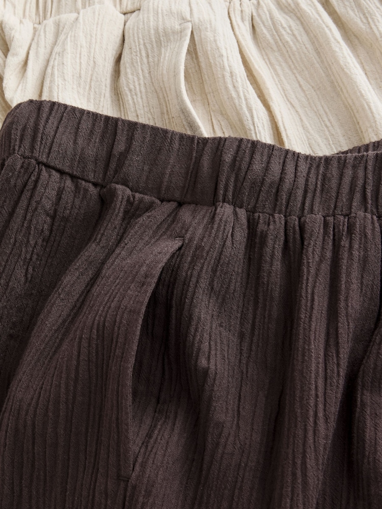 Schokoladenbraun/Neutral - Textured Barrel Leg Trousers With Linen 2 Pack - Bild 9 von 9