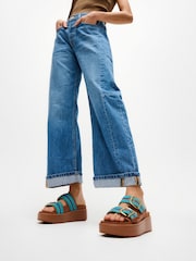 FitFlop Brown Gen-FF Max Buckle Stripe Webbing Two Bar Slides - Image 1 of 5