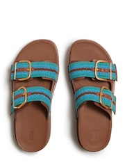 FitFlop Brown Gen-FF Max Buckle Stripe Webbing Two Bar Slides - Image 4 of 5