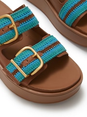 FitFlop Brown Gen-FF Max Buckle Stripe Webbing Two Bar Slides - Image 5 of 5