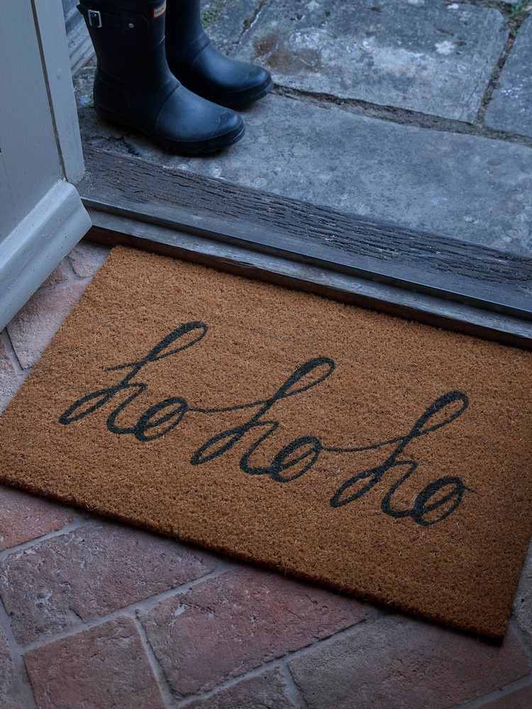 Cox & Cox Natural Grey Ho Ho Ho Doormat - Image 1 of 2