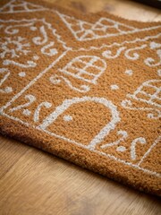 Cox & Cox Natural Christmas Gingerbread Cottage Doormat - Image 2 of 4
