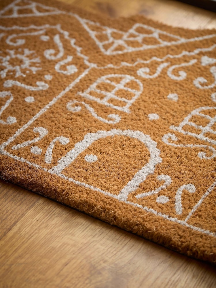 Cox & Cox Natural Christmas Gingerbread Cottage Doormat - Image 2 of 4