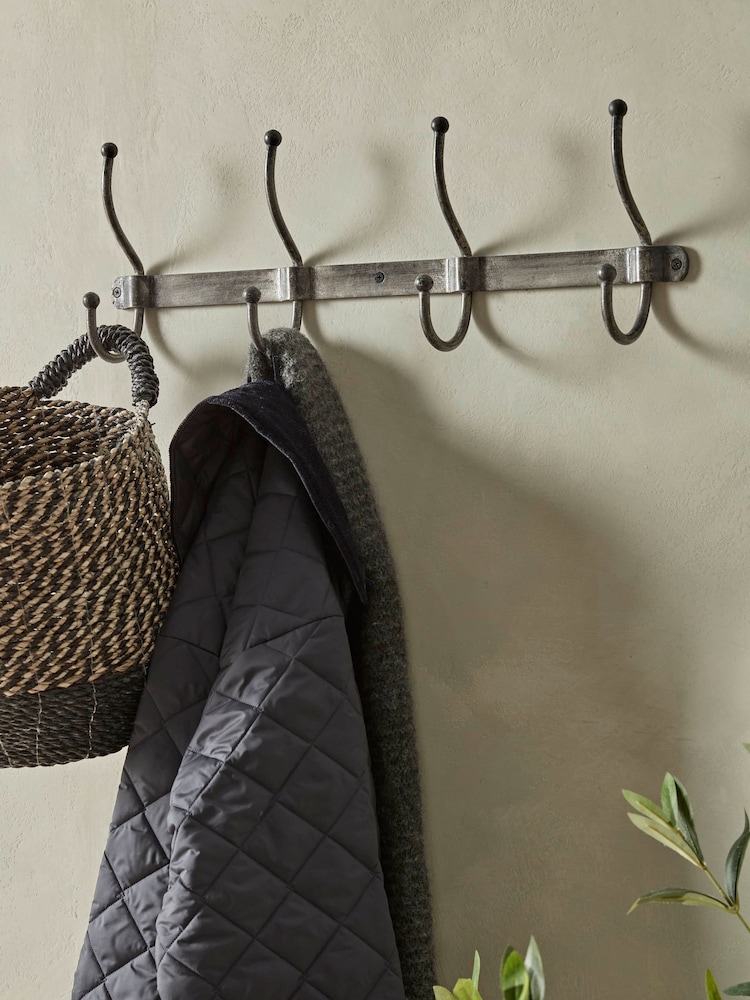 Cox & Cox Grey Distressed Industrial Metal Hooks Medium - Image 1 of 4 Cox & Cox Grey Distressed Industrial Metal Hooks Medium - Image 1 of 4